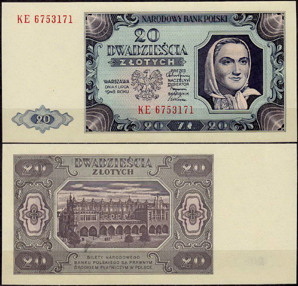 Польша 20 злотых 1948 (UNC Pick 137)