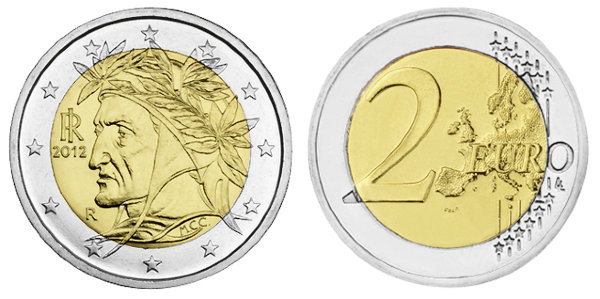 Италия, 2 евро 2012 (UNC, биметалл)