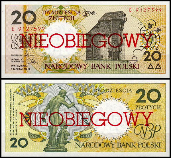 Польша 20 злотых 1990 (UNC Pick 168)