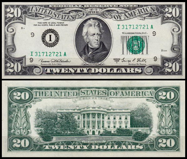 США 20 долларов 1969C (UNC Pick 452d) Federal Reserve Note