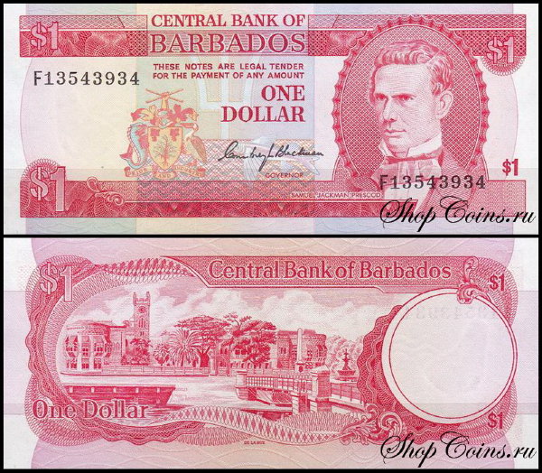 Барбадос 1 доллар 1973 (UNC Pick 29)