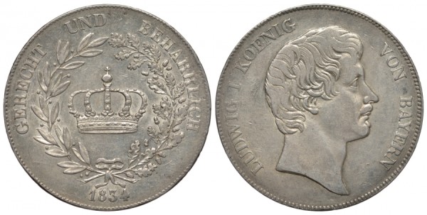 Бавария 1 талер 1834 (конвенцталер)