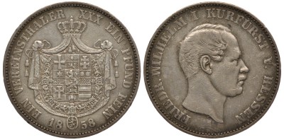 Гессен-Кассель 1 талер 1858 Фридрих Вильгельм I (1847-1866)