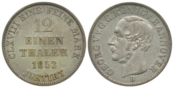 Ганновер 1/12 талера 1853 J, Георг V (1851-1866) 