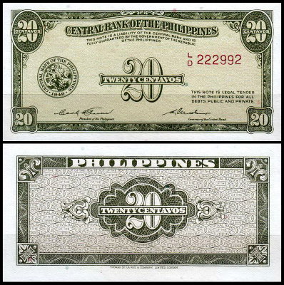 Филиппины 20 сентаво 1949 (UNC Pick 130) 