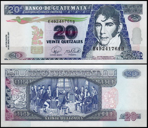 Гватемала 20 кетцалей 2006-2007 (UNC Pick 112) 