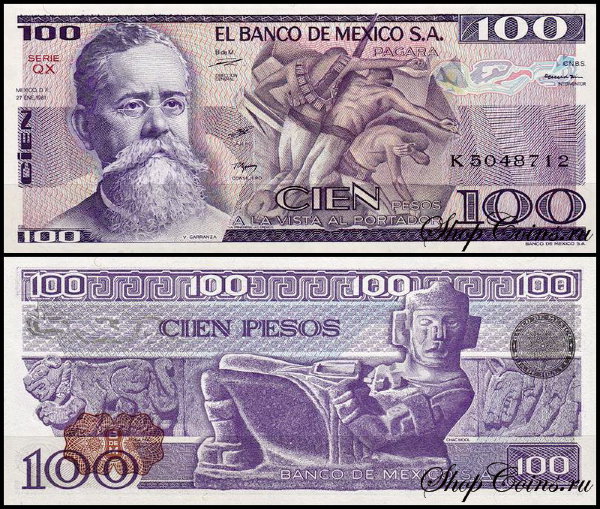 Мексика 100 песо 1981-1982 (UNC Pick 74)