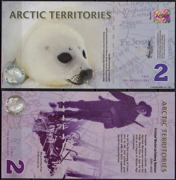 Арктические территории 2 доллара 2010 год. UNC