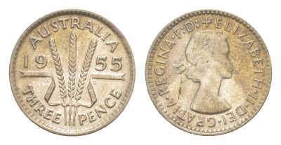 Австралия, 3 пенса 1955 год