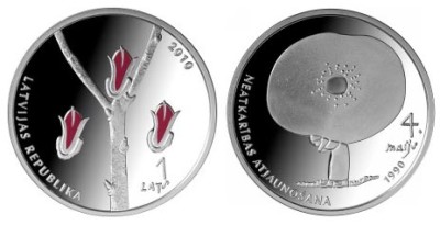 Латвия, 1 лат 2010 год - Декларация независимости