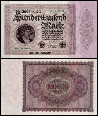Германия 100000 марок 1923 UNC P.83 Вариант 2