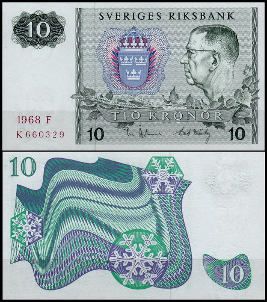 Швеция 10 крон 1968 (UNC Pick 52b)