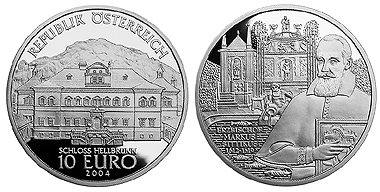 Австрия, 10 евро 2004 год, Замок Хельбрунн, ПРУФ