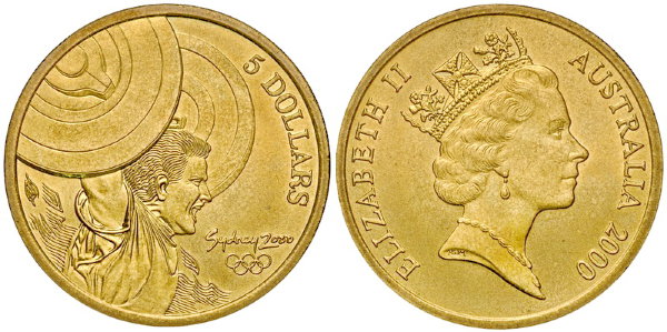 Австралия, 5 долларов 2000 год, XXVII Олимпийские игры в Сиднее, Тяжёлая атлетика