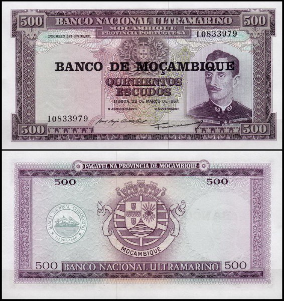 Мозамбик 500 эскудо 1976 (UNC Pick 118) На банкноте дата 1967