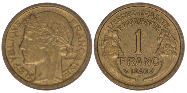 Франция, 1 франк 1940 год