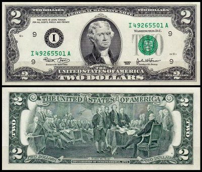 США 2 доллара 2003 (UNC Pick 516a) Federal Reserve Note