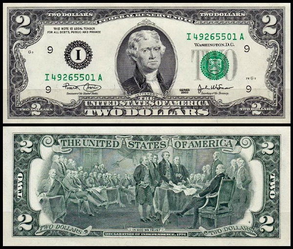 США 2 доллара 2003 (UNC Pick 516a) Federal Reserve Note