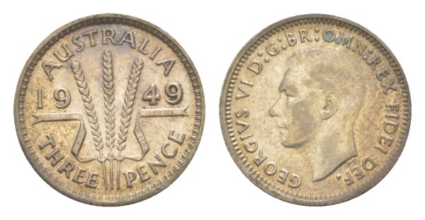 Австралия, 3 пенса 1949 год