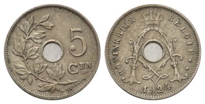 Бельгия, 5 сантимов 1924 год
