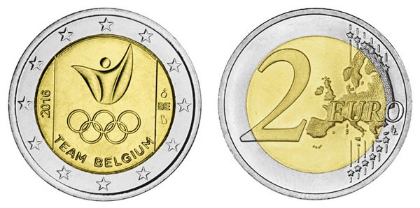 Бельгия, 2 евро 2016 год, XXXI Олимпийские игры в Рио-де-Жанейро