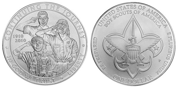 США, 1 доллар 2010 год, 100 лет бойскаутского движения