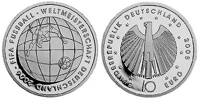 Германия, 10 евро 2005 ADFGJ (PROOF) Чемпионат мира по футболу в Германии