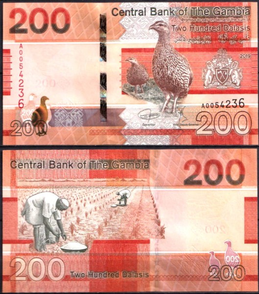 Гамбия 200 даласи 2019 (UNC Pick 42)
