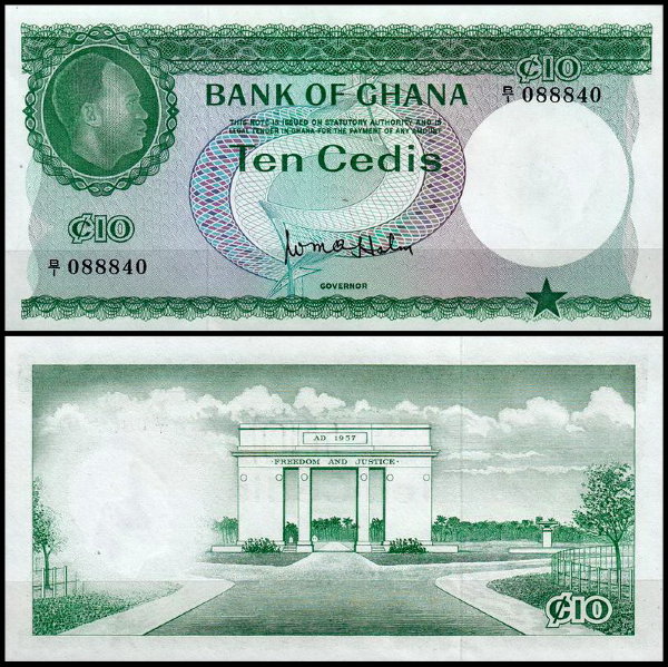 Гана 10 седи 1965 (UNC Pick 7)