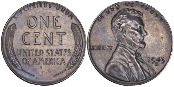 США, 1 цент 1943 D год 