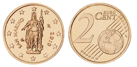 Сан Марино, 2 цента 2014 (UNC, медь)
