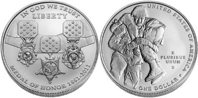 США, 1 доллар 2011 год, Почётная медаль Конгресса США