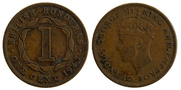 Британский Гондурас, 1 цент 1947 год