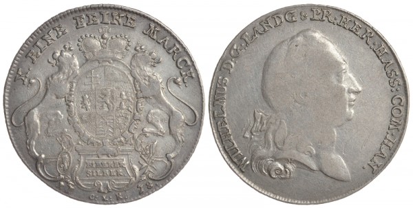 Ганау-Мюнценберг (Hanau-Münzenberg) 1 талер 1778 Вильгельм IX