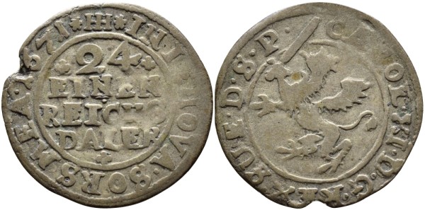 Шведская Померания 1/24 рейхсдалера 1671
