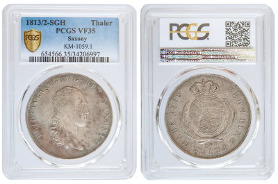 Саксония, 1 талер 1813 год, PCGS VF35