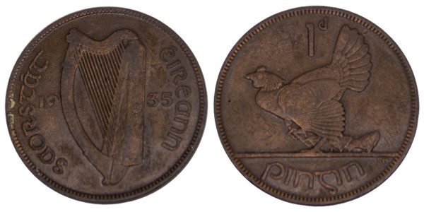 Ирландия, 1 пенни 1935 год