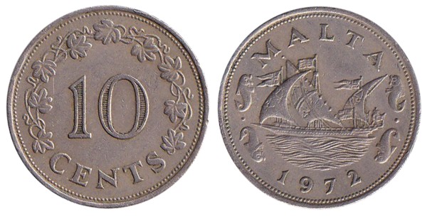 Мальта, 10 центов 1972 год