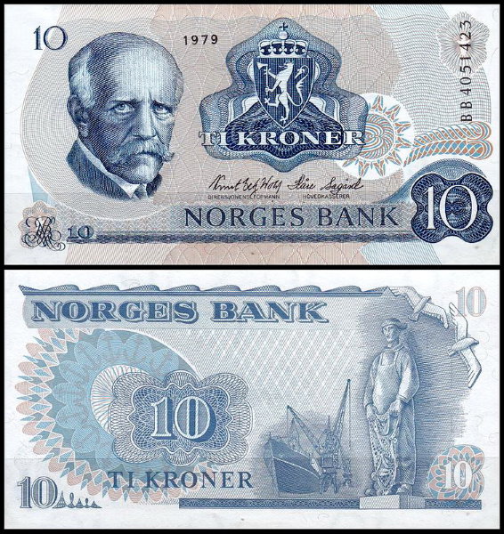 Норвегия 10 крон 1979 (UNC Pick 36c)