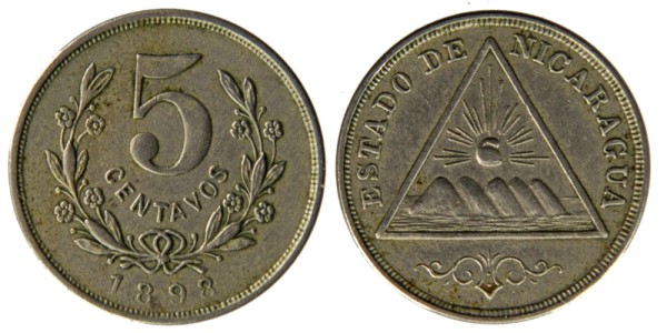 Никарагуа, 5 сентаво 1898 год