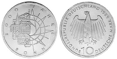 Германия, 10 марок 1989 год, 2000 лет Бонну
