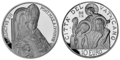 Ватикан, 10 евро 2008 год, 41-й Международный день мира, ПРУФ