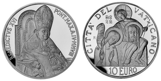 Ватикан, 10 евро 2008 год, 41-й Международный день мира, ПРУФ