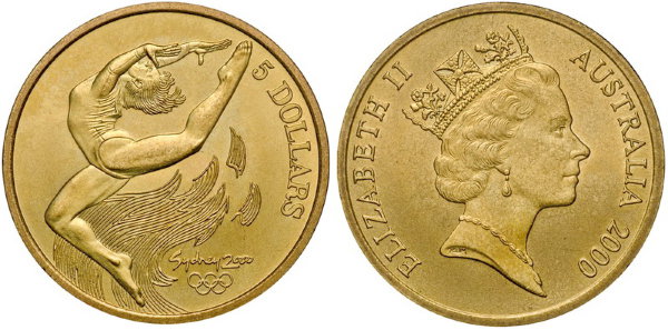 Австралия, 5 долларов 2000 год, XXVII Олимпийские игры в Сиднее, Гимнастика