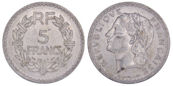 Франция, 5 франков 1945 год
