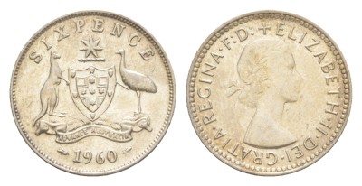Австралия, 6 пенсов 1960 год