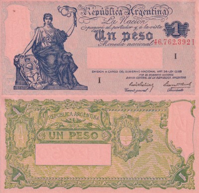 Аргентина 1 песо 1935 (UNC Pick 251) Серия - I