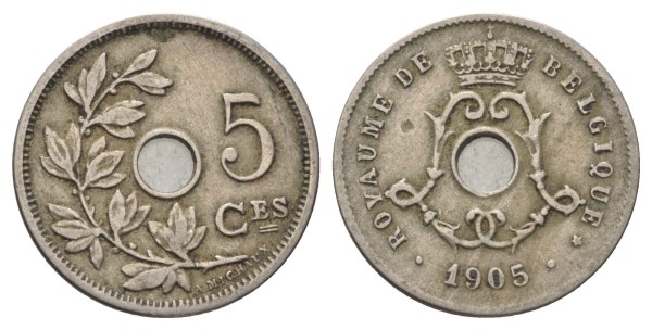 Бельгия, 5 сантимов 1905 год