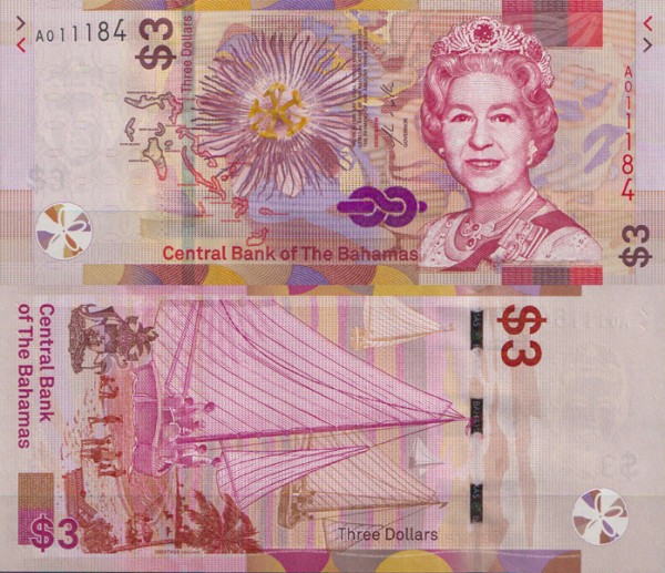 Багамские острова 3 доллара 2019 (UNC Pick NEW)