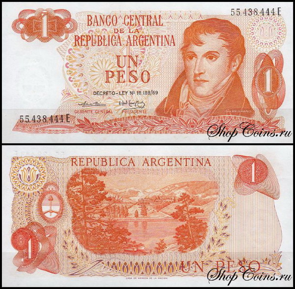 Аргентина 1 песо 1974 (UNC Pick 293)